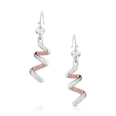 Montana Silversmiths Women's Buckaroo Bling Earrings In Silver And Rose Gold