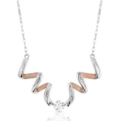 Montana Silversmiths Women's Buckaroo Bling Necklace In Silver And Rose Gold In Metallic