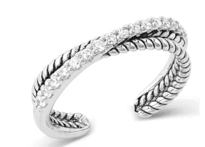 Montana Silversmiths Women's Crystal Crossover Open Ring In Silver