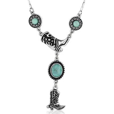 Montana Silversmiths Women's Dancing Shoes Necklace In Turquoise In Green