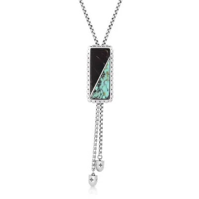 Montana Silversmiths Women's Double Essence Bolo Necklace In Onyx /turquoise In Metallic