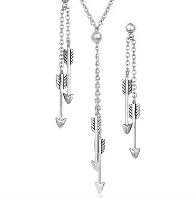 Montana Silversmiths Women's Doubling Down Arrow Jewelry Set In Silver In Metallic