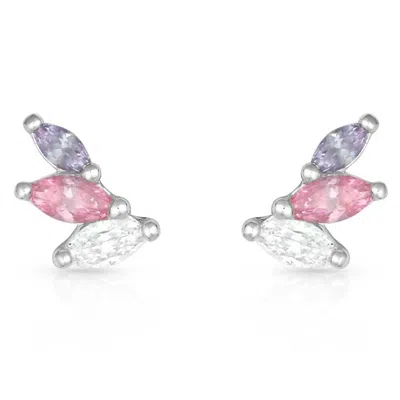 Montana Silversmiths Women's Flared Cluster Wing Earrings In Clear, Pink, And Purple