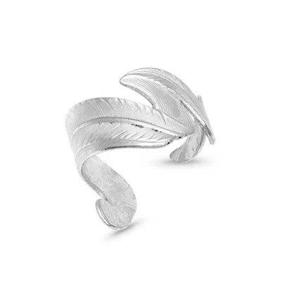 Montana Silversmiths Women's Free Spirit Adjustable Feather Ring In Silver