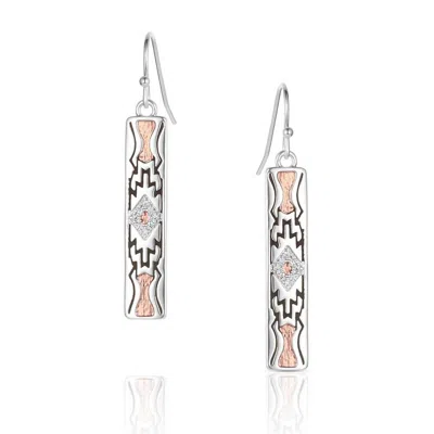 Montana Silversmiths Women's Golden Horizon Bar Earrings In Rose Gold And Black In Metallic