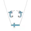 Montana Silversmiths Women's Hold Tight Cross Jewelry Set In Silver In Blue