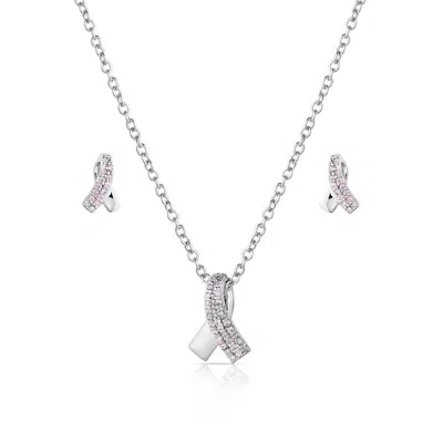 Montana Silversmiths Women's Hope And Strength Ribbon Jewelry Set In Silver
