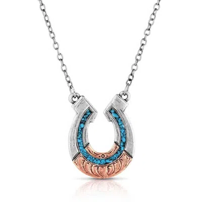 Montana Silversmiths Women's Horseshoe Necklace In Inner Light Turquoise In Blue