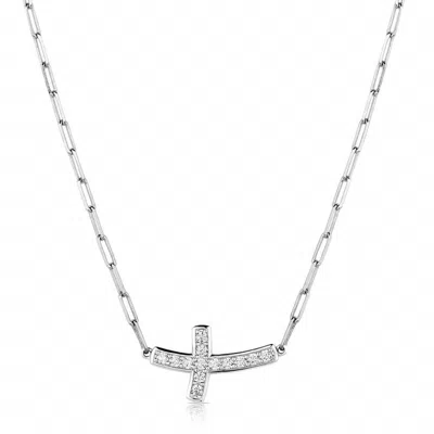 Montana Silversmiths Women's Lean On Me Crystal Cross Necklace In Silver In Metallic