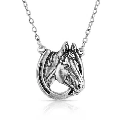 Montana Silversmiths Women's Lucky Horse Head Pendant Necklace In Silver In White