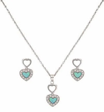 Montana Silversmiths Women's Opal Heart Jewelry Set In Silver/blue In Multi
