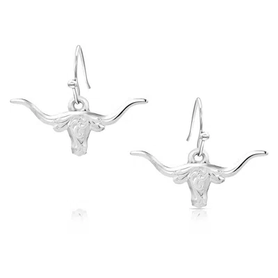 Montana Silversmiths Women's Out West Longhorn Earrings In Silver In Metallic