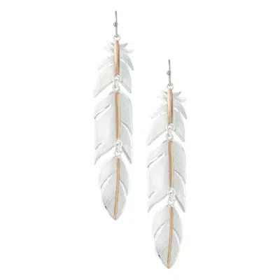 Montana Silversmiths Women's Plume Feather Earrings In Silver In Gray