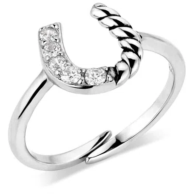Montana Silversmiths Women's Roping Luck Sterling Crystal Adjustable Ring In Silver In Metallic