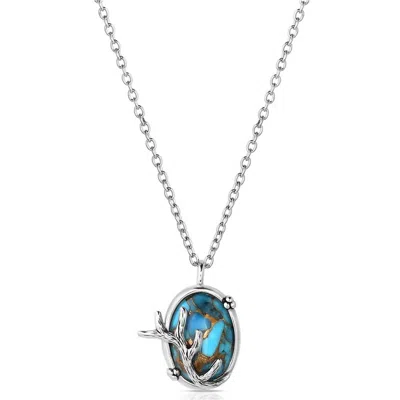 Montana Silversmiths Women's Serenity's Call Turquoise Pendant Necklace In Silver In Blue