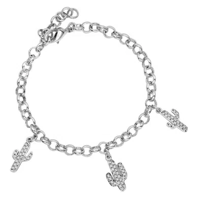 Montana Silversmiths Women's Triple Cactus Charm Bracelet In Silver