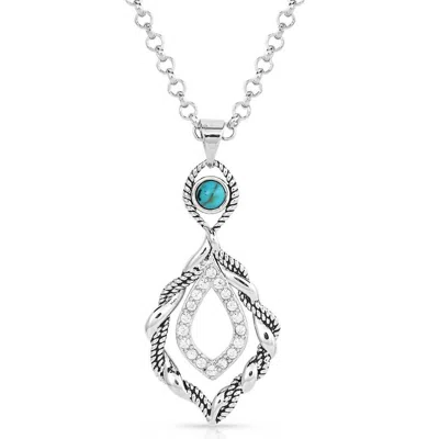 Montana Silversmiths Women's Twisted In Time Crystal Necklace In Turquoise In Silver