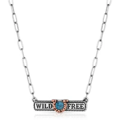 Montana Silversmiths Women's Wild And Free Bar Necklace In Turquoise In Blue