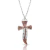 Montana Silversmiths Women's Wind Dancer Feather Cross Necklace In Silver In Metallic