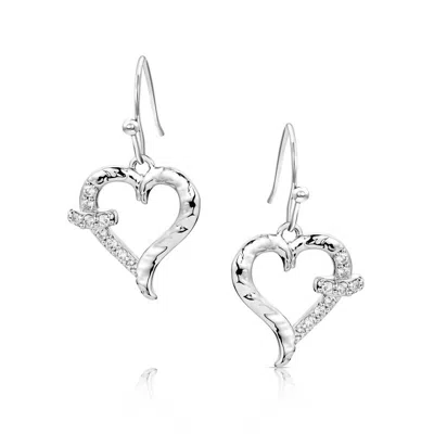 Montana Silversmiths Women's With Love Heart Dangle Earrings In Silver In Gray