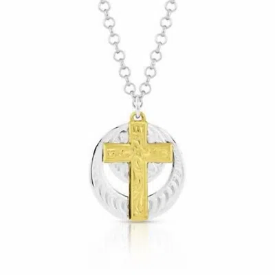 Montana Silversmiths Women's World Of Faith Cross Necklace In Silver & Gold