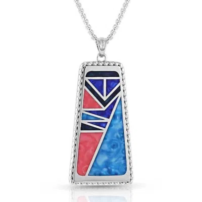 Montana Silversmiths Wrangler 75th Anniversary Mosaic Necklace In Silver In Blue