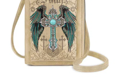 Montana West American Bling Embroidered Collection Phone Wallet In Beige In Nude