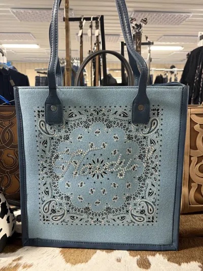 Montana West Bandana Rhinestone Howdy Conceal Carry Tote In Blue