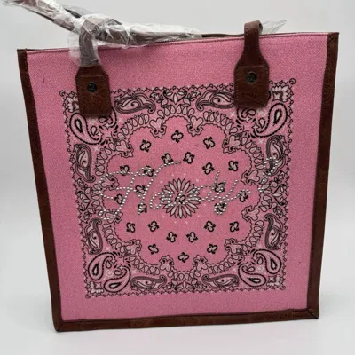 Montana West Bandana Rhinestone Howdy Conceal Carry Tote In Pink In Black