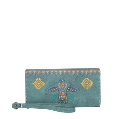 Montana West Eagle Fringe Wallet In Turquoise In Blue