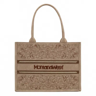 Montana West Embroidered Collection Concealed Carry Purse In Tan In Multi