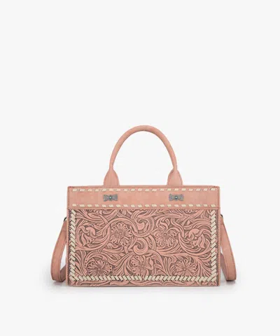 Montana West Floral Tooled Tote Bag In Dark Pink