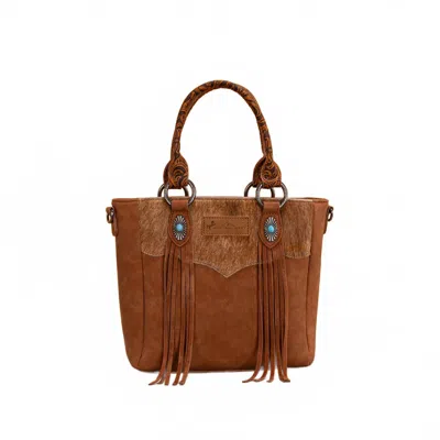 Montana West Hair-on Hide Concealed Carry Tote Bag With Tooled Strap In Brown