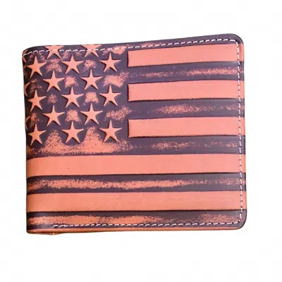 Montana West Men's Embossed American Flag Rfid Leather Wallet In Brown In Multi