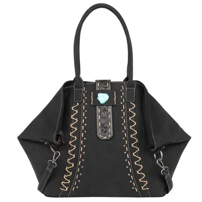 Montana West Tooled Tote In Black