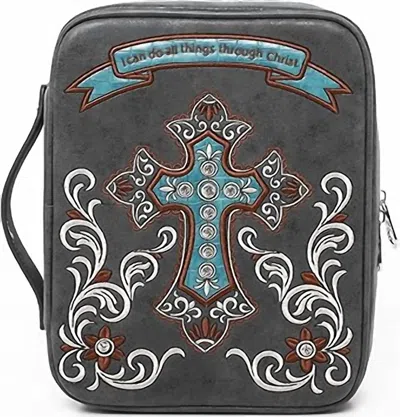Montana West Unisex I Can Do All Things Bible Case In Grey In Gray