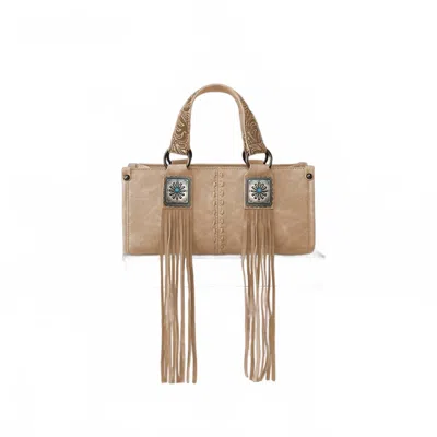 Montana West Western Fringe Concho Collection Mini Crossbody Bag In Tan In Multi