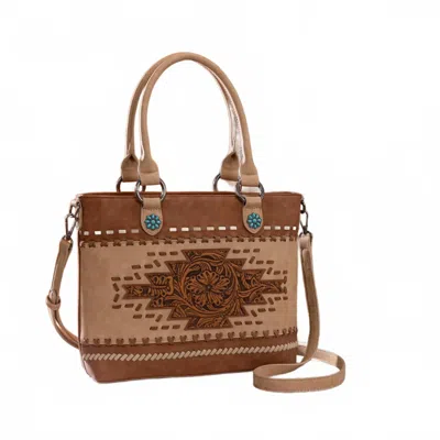 Montana West Western Tooled Aztec Tote In Brown