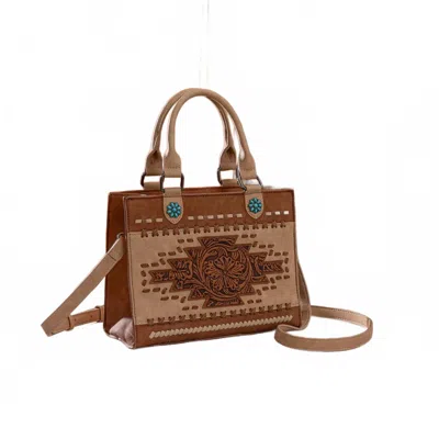 Montana West Western Tooled Aztec Tote In Brown