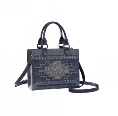 Montana West Western Tooled Aztec Tote In Jean In Multi