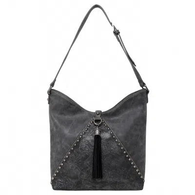 Montana West Women's Embossed Collection Concealed Carry Hobo Bag In Grey/silver In Black