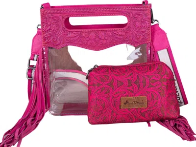 Montana West Women's Western Stadium Clear Crossbody Bag With Detachable Pouch In Hot Pink