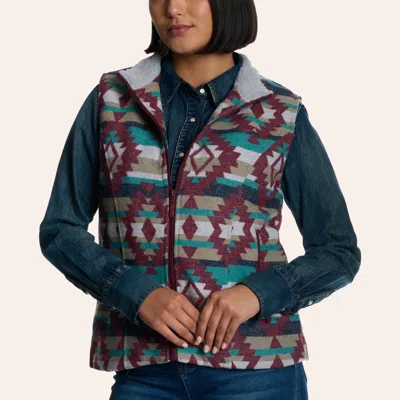 Montanaco Montana Clothing Women's Multicolor Aztec Print Sherpa Vest In Gray