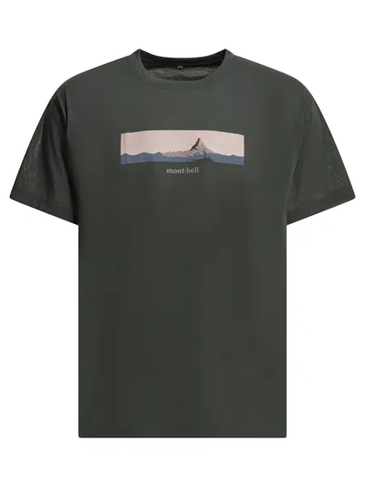 Montbell Black Polyester T-shirt In Green