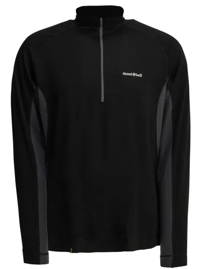 Montbell Plus Action Merino Wool Zip-up Sweater In Black