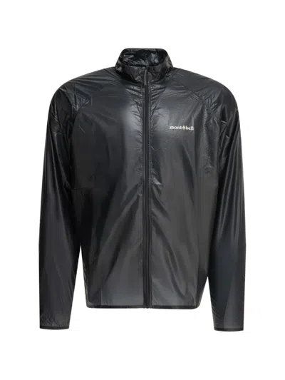Montbell Ex Light Wind Logo-print Zip-up Jacket In Black