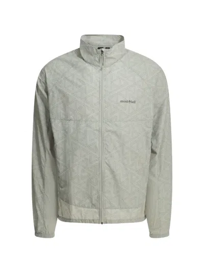 Montbell Geometric-print Zip-up Jacket In Gray