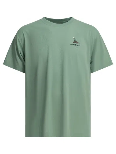 Montbell Light Blue Polyester T-shirt In Green