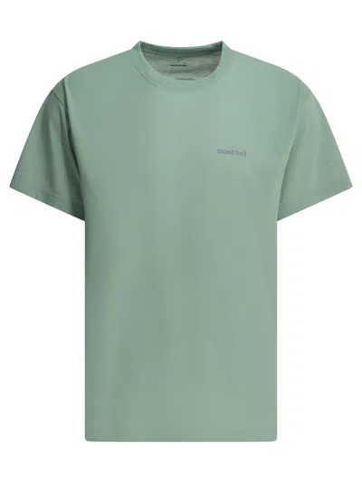 Montbell Light Blue Polyester T-shirt In Green