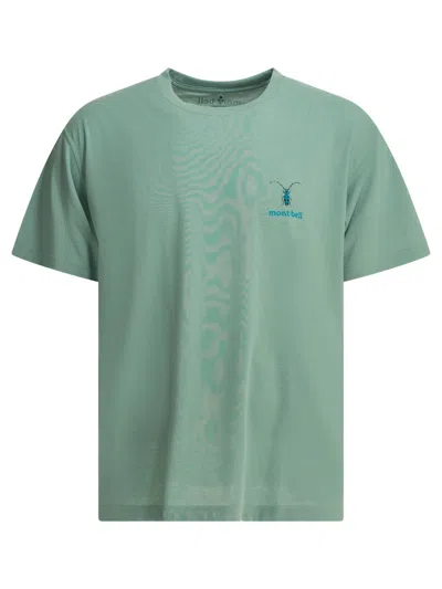 Montbell Light Blue Polyester T-shirt In Green